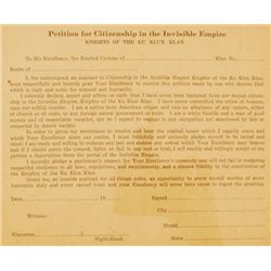 KKK  "Petition For Citizenship" Form