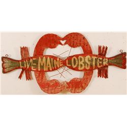 "Live Maine Lobster" Wood & Metal Sign