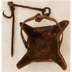 Mid 19th Century Blacksmith Decorated Fat Lamp