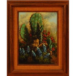 Texas Cactus & Bluebonnets Painting