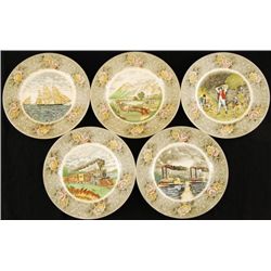 Set Of 5 N Currier "Early Life In The U.S." Plates