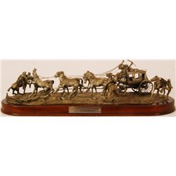 Pewter Sculpture of Overland Stagecoach Hold Up