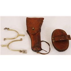 U.S. Calvary Spurs, Holster, And Horse Brush