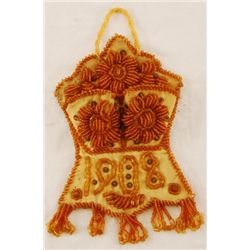 Indian Beaded Match Holder With Amber Beads 1908