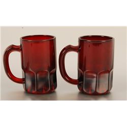 Pair of Ruby Red Beer Mugs