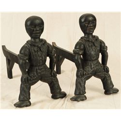 Black Americana Cast Iron Andirons