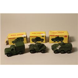 LOT OF 3 DINKY ARMOURED VEHICLES- NO. 641, NO. 670 AND NO. 676 WITH ORIGINAL PACKAGING