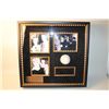 Image 1 : MARILYN MONROE AND JOE DIMAGGIO SIGNED SOFTBALL, CUSTOM FRAMED WITH 3 BLACK AND WHITE PHOTOGRAPHS