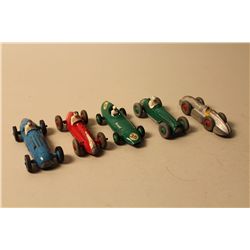 LOT OF 5 DINKY RACING CARS INCL. NO. 230 TALBOT LAGO, NO. 23N MASERATI, NO. 239 VANWALL, NO. 23E