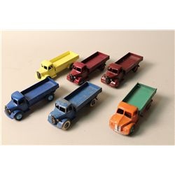 LOT OF 6 DINKY TRUCKS INCL. NO. 412 AUSTIN WAGON (X5) AND NO. 414 DODGE REAR TIPPING WAGON