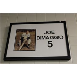 JOE DIMAGGIO SIGNED, CUSTOM FRAMED PHOTOGRAPH