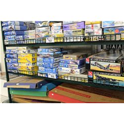 SHELF LOT OF MODEL AIRPLANE KITS, IN ORIGINAL PACKAGING