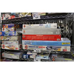 SHELF LOT OF MODEL AIRPLANE KITS, IN ORIGINAL PACKAGING