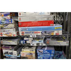 SHELF LOT OF MODEL AIRPLANE KITS, IN ORIGINAL PACKAGING