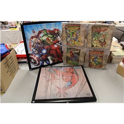 LOT OF 3 MARVEL COMICS FRAMED ARTWORK