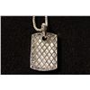 Image 3 : 14 KT. WHITE GOLD DIAMOND SET "DOG TAG" PENDANT.  SET WITH 168 PRINCESS CUT DIAMONDS.  APPROX 3.00