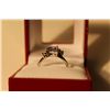 Image 2 : LADIES 14KT WHITE GOLD NATURAL TANZANITE & DIAMOND DRESS RING.  CLAW SET WITH 3 ROUND BRILLIANT