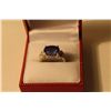 Image 1 : LADIES 14 KT. WHITE GOLD NATURAL TANZANITE & DIAMOND SET DRESS RING.  SET WITH 13 ROUND BRILLIANT