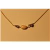 Image 2 : 14KT YELLOW GOLD NATURAL TANZANITE AND NATURAL WHITE CRYSTAL OPAL NECKLACE.  BEZEL SET WITH  5 OVAL