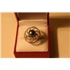 Image 1 : LADIES 925 STERLING SILVER COLOURLESS CUBIC ZIRCONIA AND BLACK TAHITIAN CULTURED PEARL DRESS RING.