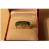Image 1 : LADIES 14KT.  YELLOW GOLD & NATURAL EMERALD DRESS RING. CLAW SET WITH A TOTAL OF 5