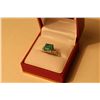 Image 1 : LADIES 14KT WHITE GOLD NATURAL EMERALD AND DIAMOND SET DRESS RING SET WITH  1 SQUARE STEP CUT