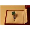 Image 2 : LADIES 14KT WHITE GOLD NATURAL EMERALD AND DIAMOND SET DRESS RING SET WITH  1 SQUARE STEP CUT