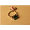 Image 4 : LADIES 14KT WHITE GOLD NATURAL EMERALD AND DIAMOND SET DRESS RING SET WITH  1 SQUARE STEP CUT