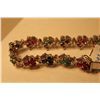 Image 3 : STERLING SILVER NATURAL BLUE SAPPHIRE, RUBY AND EMERALD SET BRACELET.  BEAD SET WITH 52 ROUND