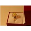 Image 2 : LADIES 10KT. YELLOW GOLD NATURAL JELLY OPAL DRESS RING.  FOUR CLAW SET WITH