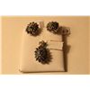 Image 1 : STERLING SILVER NATURAL BLUE SAPPHIRE PENDANT & EARRINGS.  PENDANT HAS A FLEUR DE LIS BAIL SET