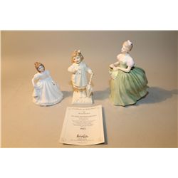 LOT OF 3 ROYAL DOULTON HN4226 AFTER THE RAIN, CARDED 365/1500, NO NAMED, HN2345 CLARISSA