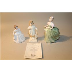 LOT OF 3 ROYAL DOULTON HN4226 AFTER THE RAIN, CARDED 365/1500, NO NAMED, HN2345 CLARISSA