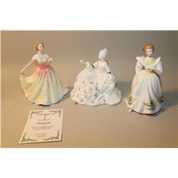 LOT OF 3 ROYAL DOULTON HN2326 ANTOINETTE, HN3644 DEBORAH CARDED AND HN2697 JANUARY