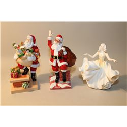 LOT OF 3 ROYAL DOULTON HN2734 SWEET SEVENTEEN, HN4175 SANTA CLAUS AND HN4713 ROOFTOP SANTA