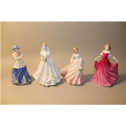 LOT OF 4 ROYAL DOULTON HN3714 EMMA, NO NAME WITH PLATE, HN3284 BRIDE (WHITE) AND HN4407 HANNAH