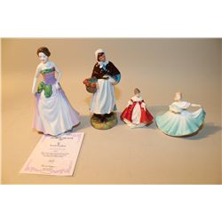 LOT OF 4 ROYAL DOULTON HN3850 JESSICA, HN1991 COUNTRY LASS, HN3174 SOUTHERN BELLE AND NO NAME