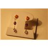 Image 1 : PAIR OF 14KT YELLOW GOLD NATURAL YELLOW, PURPLE AND WHITE SAPPHIRE DANGLING EARRINGS  BEZEL SET