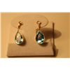 Image 1 : PAIR OF 14KT YELLOW GOLD NATURAL BLUE TOPAZ AND DIAMOND SET DANGLING EARRINGS SET WITH 2 ROUND