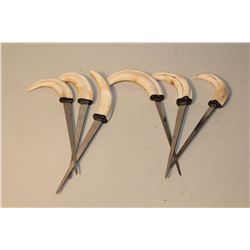 LOT OF 6 WARTHOG TUSK AND STAINLESS STEEL LETTER OPENERS