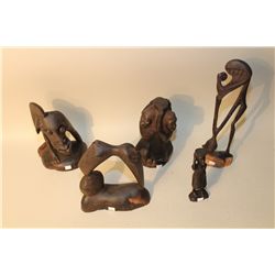 LOT OF 5 MAKONDE (TANZANIA) CARVED EBONY SCULPTURES