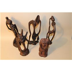 LOT OF 5 MAKONDE (TANZANIA) CARVED EBONY SCULPTURES