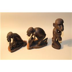 LOT OF 3 MAKONDE (TANZANIZA) EBONY CARVINGS