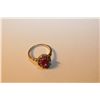 Image 1 : LADIES 10KT WHITE GOLD SYNTHETIC RUBY & COLOURLESS SYNTHETIC SAPPHIRE DRESS RING.  SET WITH 10