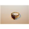 Image 1 : LADIES 14KT. YELLOW GOLD AMETHYST & DIAMOND SET DRESS RING.  CLAW SET WITH A TOTAL OF 2 PEAR SHAPED
