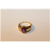 Image 1 : LADIES 14 KT. YELLOW GOLD NATURAL AMETHYST & DIAMOND SET DRESS RING SET WITH  12 ROUND BRILLIANT