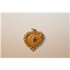 Image 1 : ONE 14 KT YELLOW GOLD WHITE CULTURED PEARL HEART SHAPED PENDANT.  CLAW SET WITH 1 ROUND WHITE