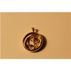 ONE 14 KT. YELLOW GOLD, ROSE AND WHITE GOLD PENDANT CUSTOM ASSEMLED WITH A YELLOW GOLD TIFFANY