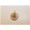 Image 1 : ONE 14KT. YELLOW GOLD ROUND SHAPED ORCHID AND SCROLL DESIGN PENDANT,  SET WITH 1 ROUND WHITE