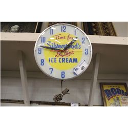 CANADIAN SILVERWOOD'S ICE CREAM, LIGHT UP CLOCK, WORKING